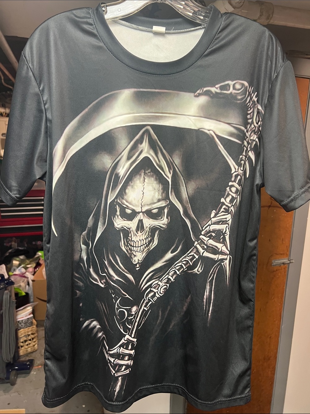 Men's Black Graphic Skull Reaper T‑Shirt
